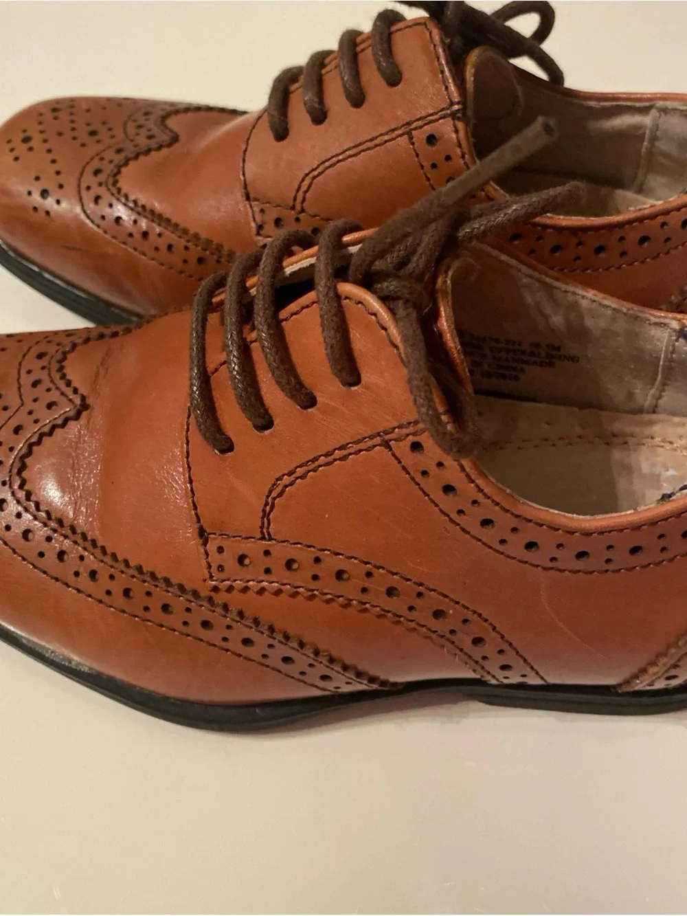 Classic Brown Leather Wingtip Oxford Shoes kids 10.5
